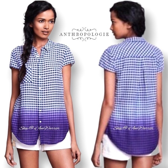 Anthropologie {Holding Horses} ombré gingham top *shop@iamwarrior - Picture 1 of 7